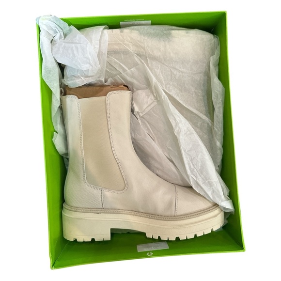 Sam Edelman Wellington Ivory Leather Lug-Sole Chelsea Boots 8.5W Water-Repellent - Picture 9 of 9